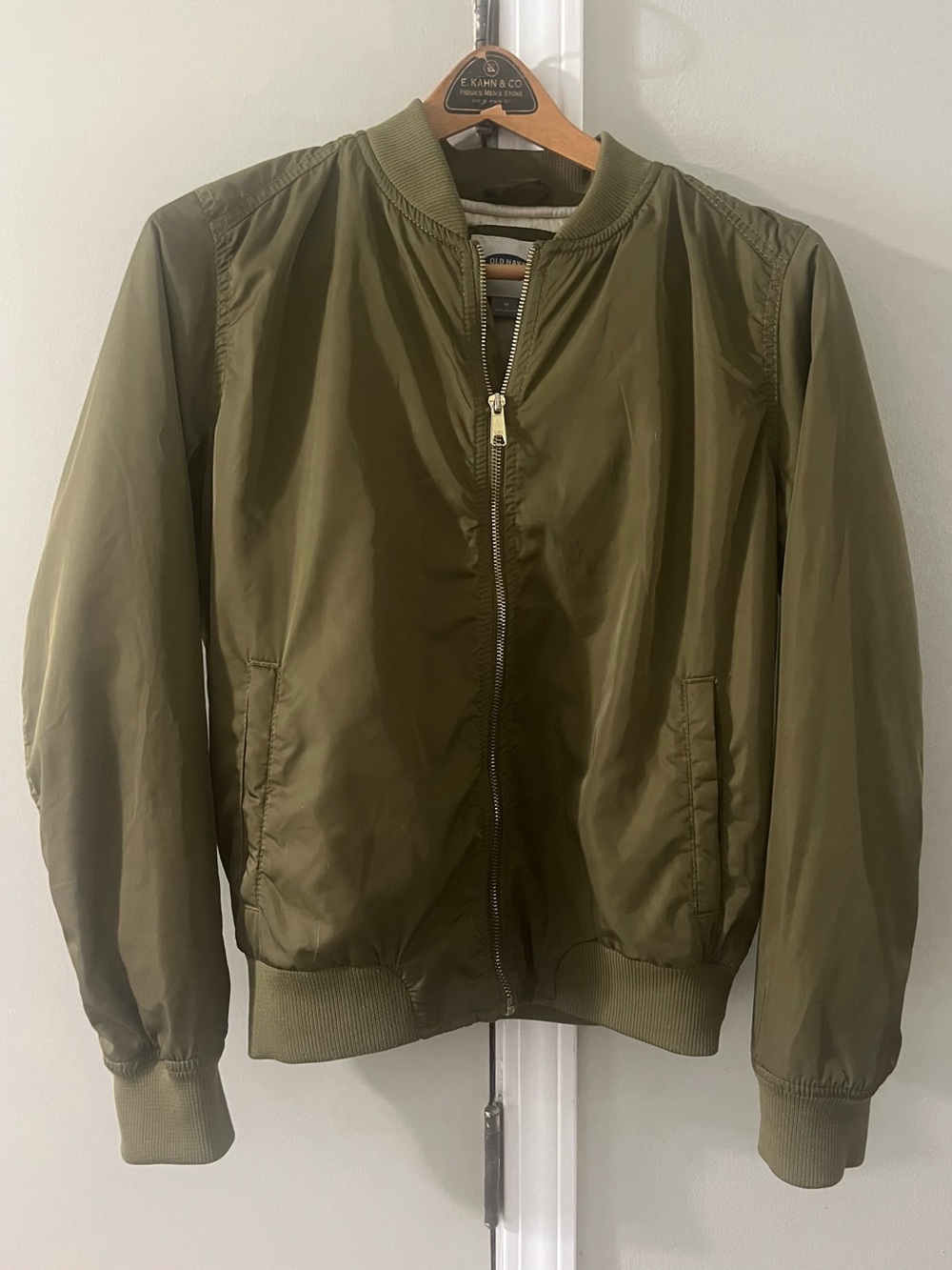 Women’s Quilted Olive Bomber Utility Jacket, Old Navy Medium